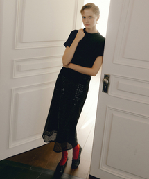 FLOWER SPARKLE SKIRTS_BLACK