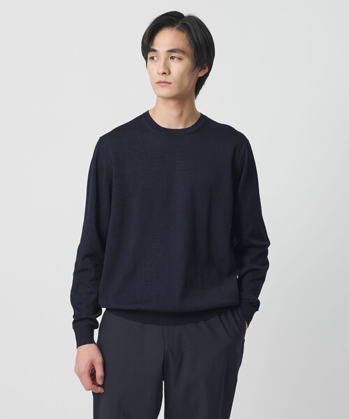 UNITED ARROWS(ユナイテッドアローズ)の「コットン ハイゲージ クルーネック ニット(ニット/セーター・メンズ・ライトグレー/オレンジ/コバルトブルー/ネイビー・M/XL/L/S)」の3枚目の写真