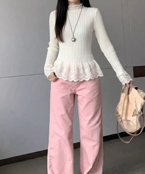 gossip!ロサンゼルス(ゴシップロサンゼルス)の「裾フリル レーストップス(Tシャツ/カットソー・レディース・オフホワイト・FREE)」の3枚目の写真
