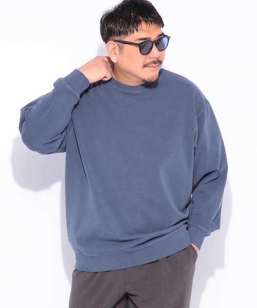 B&T CLUB(ビーティークラブ)の「トレーナー メンズ 大きいサイズ スウェット ピグメントポンチ 無地 クルーネック トレーナー B&T CLUB ビーアンドティークラブ(スウェット・メンズ・ライトグリーン/ブルー/ダークグレー/ワイン・X3(6L~7L)/X2(4L~5L)/X1(3L~4L))」の3枚目の写真