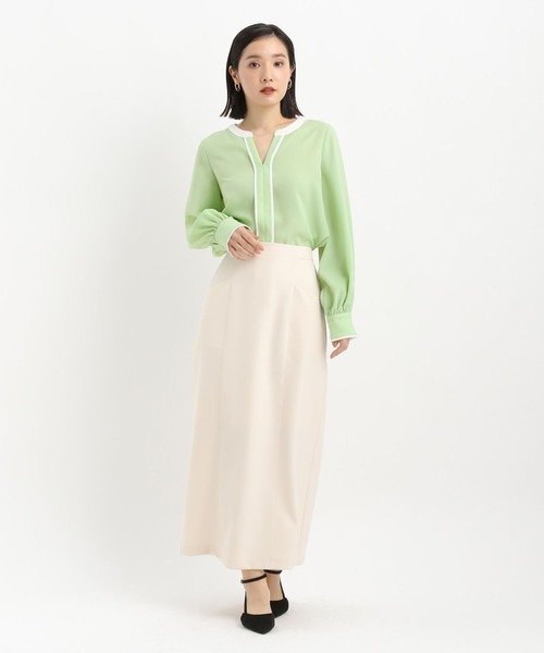 Andemiu（アンデミュウ）の「スキッパーブラウス646222（シャツ/ブラウス・レディース・ネイビー/グリーン・FREE）」の10枚目の写真