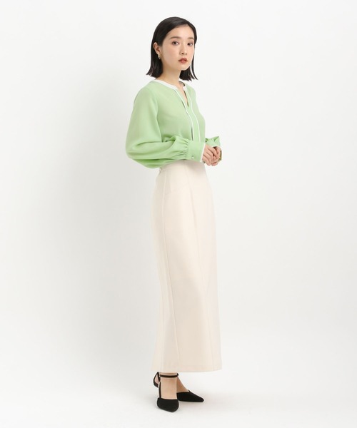 Andemiu（アンデミュウ）の「スキッパーブラウス646222（シャツ/ブラウス・レディース・ネイビー/グリーン・FREE）」の11枚目の写真