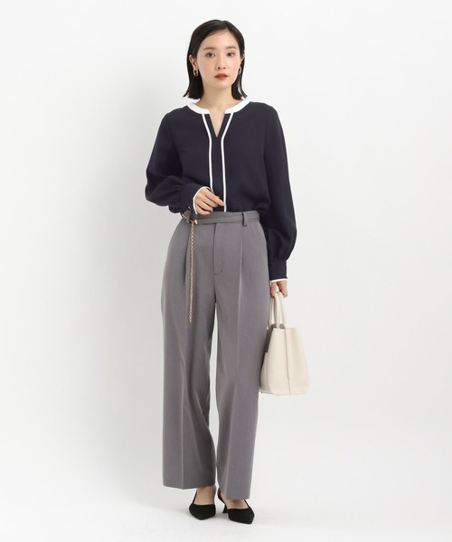 Andemiu（アンデミュウ）の「スキッパーブラウス646222（シャツ/ブラウス・レディース・ネイビー/グリーン・FREE）」の12枚目の写真