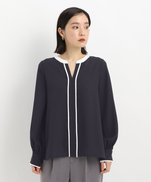 Andemiu（アンデミュウ）の「スキッパーブラウス646222（シャツ/ブラウス・レディース・ネイビー/グリーン・FREE）」の14枚目の写真