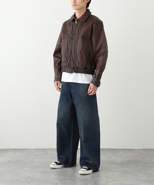 JOURNAL STANDARD(ジャーナルスタンダード)の「ゴート レザー エイジング ダッド ブルゾン(ライダースジャケット・メンズ・ブラウン・LARGE/MEDIUM)」の5枚目の写真