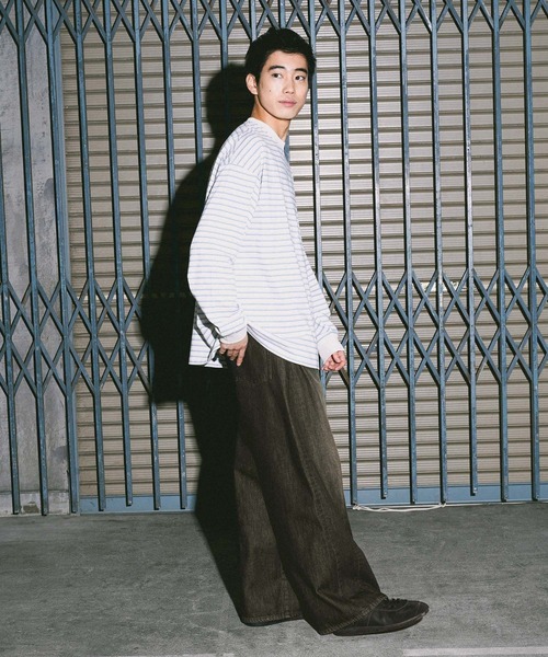 niko and...(ニコアンド)の「USAコットンボーダーロンT(Tシャツ/カットソー・メンズ・オフホワイト/グレー/ブラック/ベージュ/グリーン/パープル・MEDIUM/LARGE)」の22枚目の写真