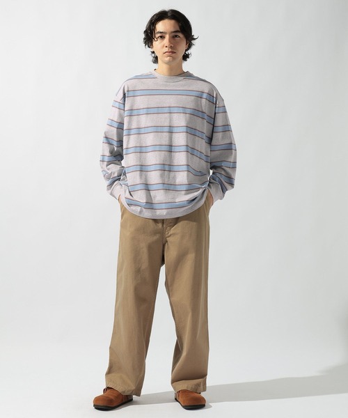 niko and...(ニコアンド)の「USAコットンボーダーロンT(Tシャツ/カットソー・メンズ・オフホワイト/グレー/ブラック/ベージュ/グリーン/パープル・MEDIUM/LARGE)」の7枚目の写真