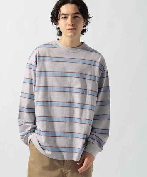 niko and...(ニコアンド)の「USAコットンボーダーロンT(Tシャツ/カットソー・メンズ・オフホワイト/グレー/ブラック/ベージュ/グリーン/パープル・MEDIUM/LARGE)」の8枚目の写真