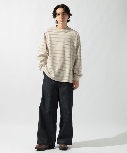 niko and...(ニコアンド)の「USAコットンボーダーロンT(Tシャツ/カットソー・メンズ・オフホワイト/グレー/ブラック/ベージュ/グリーン/パープル・MEDIUM/LARGE)」の11枚目の写真