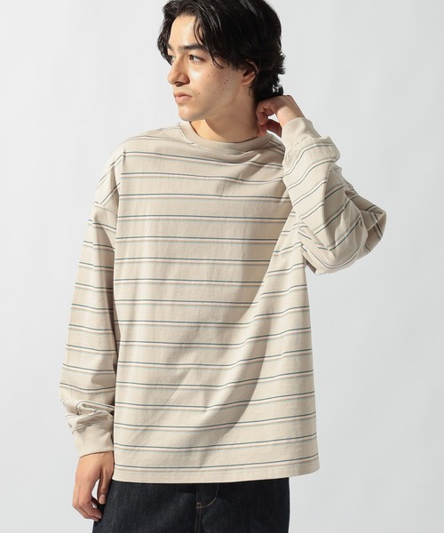 niko and...(ニコアンド)の「USAコットンボーダーロンT(Tシャツ/カットソー・メンズ・オフホワイト/グレー/ブラック/ベージュ/グリーン/パープル・MEDIUM/LARGE)」の12枚目の写真