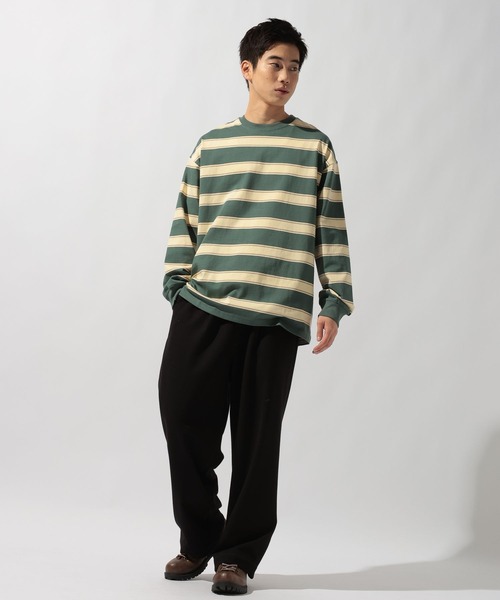 niko and...(ニコアンド)の「USAコットンボーダーロンT(Tシャツ/カットソー・メンズ・オフホワイト/グレー/ブラック/ベージュ/グリーン/パープル・MEDIUM/LARGE)」の13枚目の写真