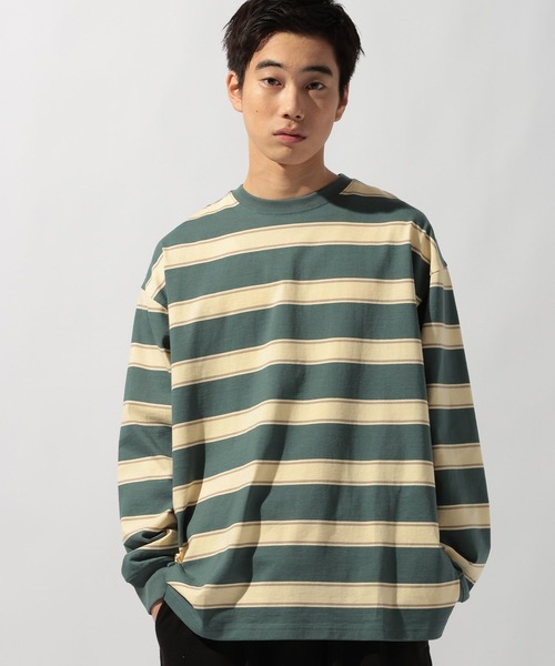 niko and...(ニコアンド)の「USAコットンボーダーロンT(Tシャツ/カットソー・メンズ・オフホワイト/グレー/ブラック/ベージュ/グリーン/パープル・MEDIUM/LARGE)」の14枚目の写真