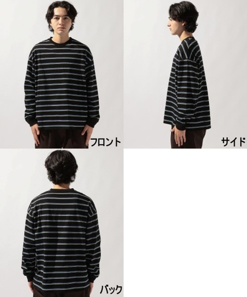 niko and...(ニコアンド)の「USAコットンボーダーロンT(Tシャツ/カットソー・メンズ・オフホワイト/グレー/ブラック/ベージュ/グリーン/パープル・MEDIUM/LARGE)」の17枚目の写真