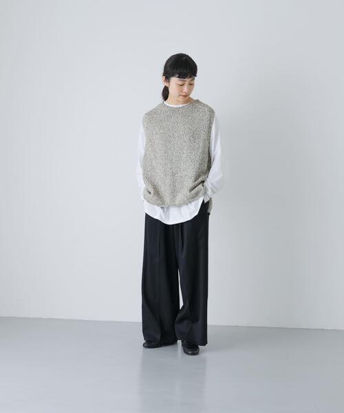 かぐれ（カグレ）の「テープヤーンニットベスト（ベスト・レディース・ブラック/ライトベージュ・FREE）」の6枚目の写真