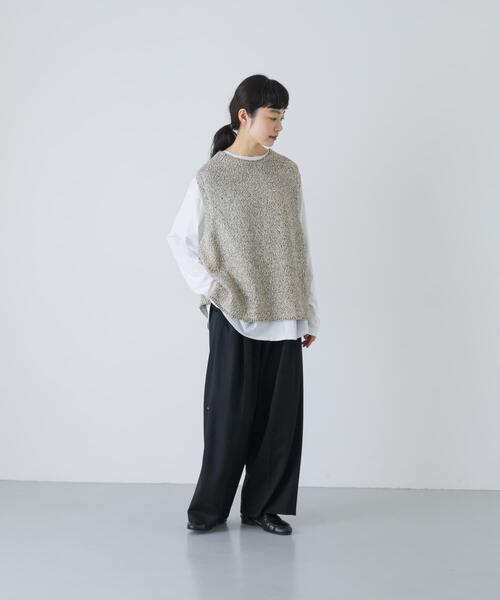 かぐれ（カグレ）の「テープヤーンニットベスト（ベスト・レディース・ブラック/ライトベージュ・FREE）」の7枚目の写真