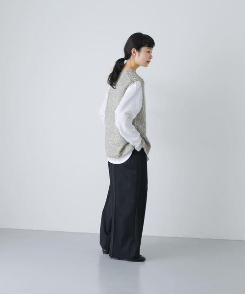 かぐれ（カグレ）の「テープヤーンニットベスト（ベスト・レディース・ブラック/ライトベージュ・FREE）」の8枚目の写真