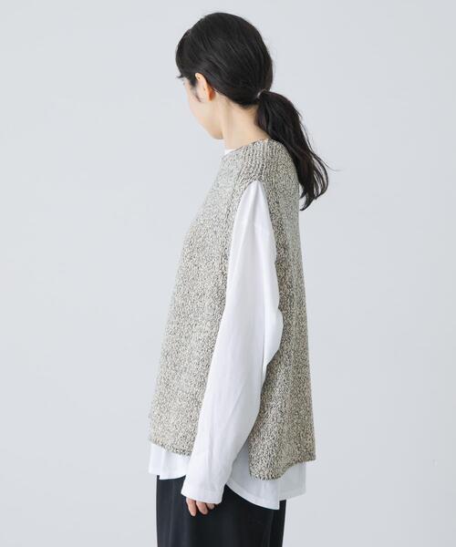 かぐれ（カグレ）の「テープヤーンニットベスト（ベスト・レディース・ブラック/ライトベージュ・FREE）」の10枚目の写真