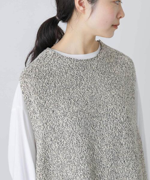 かぐれ（カグレ）の「テープヤーンニットベスト（ベスト・レディース・ブラック/ライトベージュ・FREE）」の12枚目の写真