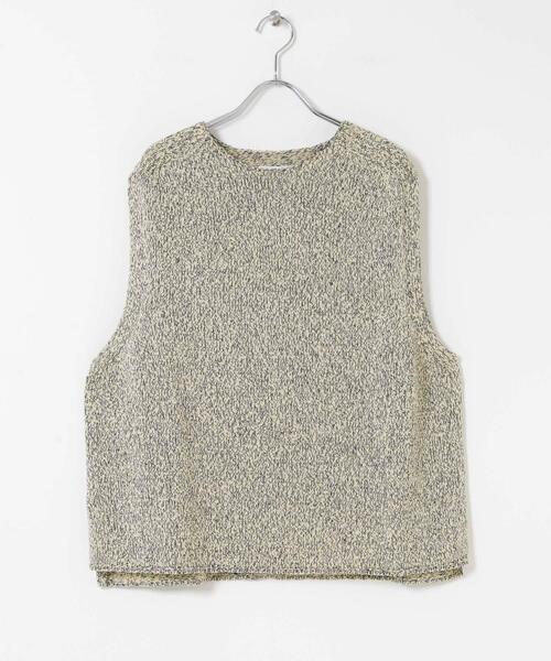 かぐれ（カグレ）の「テープヤーンニットベスト（ベスト・レディース・ブラック/ライトベージュ・FREE）」の14枚目の写真