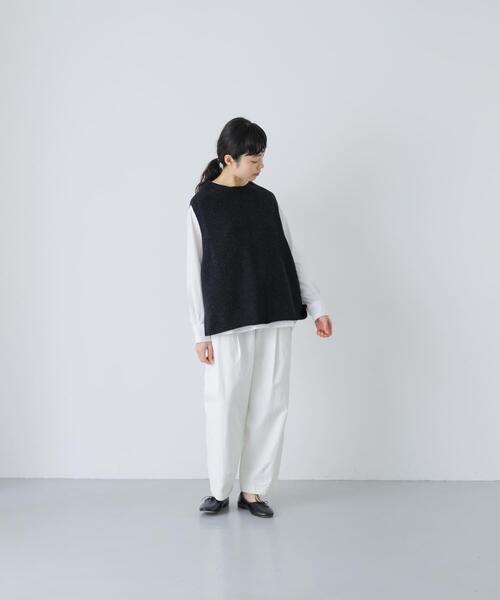 かぐれ（カグレ）の「テープヤーンニットベスト（ベスト・レディース・ブラック/ライトベージュ・FREE）」の19枚目の写真
