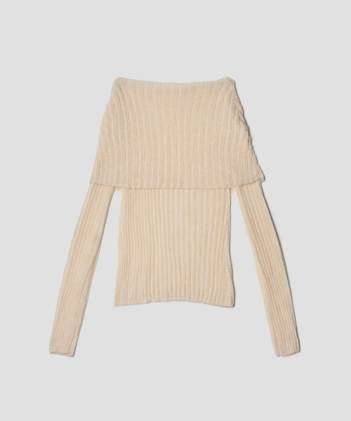 TTUDEMENT(トュードメント)の「SHAWL RIBBED SWEATER CREAM(ニット/セーター・レディース・その他・FREE)」の3枚目の写真
