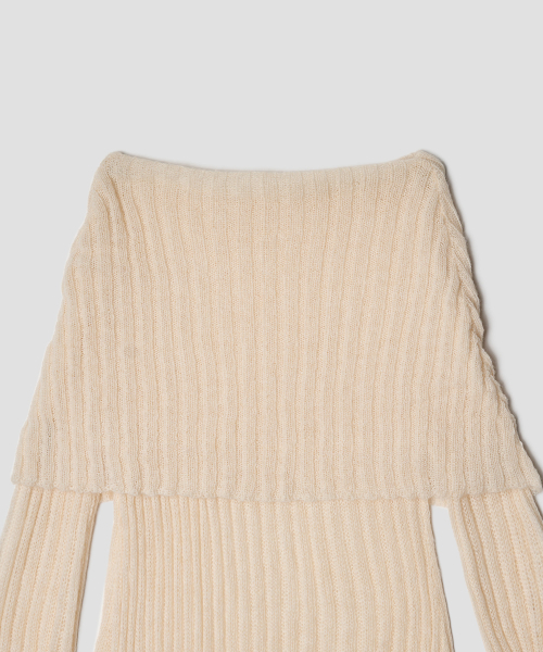 TTUDEMENT(トュードメント)の「SHAWL RIBBED SWEATER CREAM(ニット/セーター・レディース・その他・FREE)」の4枚目の写真