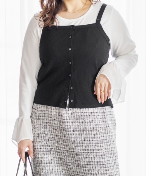 CLETTE(クレット)の「CLETTEオリジナル前後2WAYボタンデザインリブタンクトップ(タンクトップ・レディース・ブラック/チャコールグレー/オフホワイト・4L/3L/LL)」の14枚目の写真