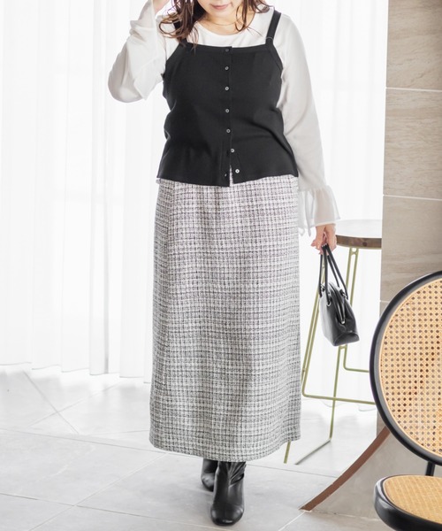 CLETTE(クレット)の「CLETTEオリジナル前後2WAYボタンデザインリブタンクトップ(タンクトップ・レディース・ブラック/チャコールグレー/オフホワイト・4L/3L/LL)」の15枚目の写真