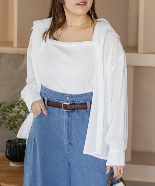 CLETTE(クレット)の「CLETTEオリジナル前後2WAYボタンデザインリブタンクトップ(タンクトップ・レディース・ブラック/チャコールグレー/オフホワイト・4L/3L/LL)」の18枚目の写真