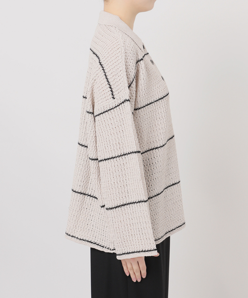 JOURNAL STANDARD(ジャーナルスタンダード)の「ペーパーヤーンMIXポロカラープルオーバー(ニット/セーター・レディース・ベージュ/ベージュ系その他/ネイビー・FREE)」の21枚目の写真