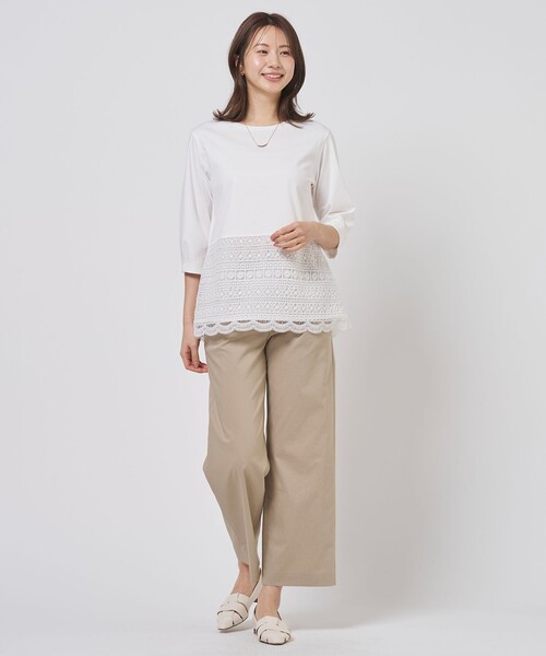 J.PRESS(ジェイプレス)の「レースレイヤードフレア カットソー(Tシャツ/カットソー・レディース・ホワイト系・T13)」の3枚目の写真