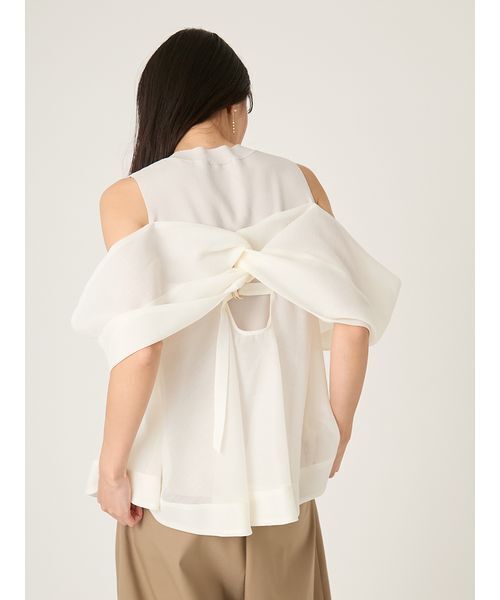 FRAY I.D（フレイアイディー）の「ニットコンビペプラムトップス（ニット/セーター・レディース・ライトブルー/ドット/ホワイト・F）」の4枚目の写真