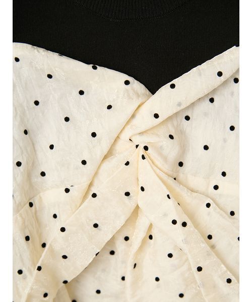 FRAY I.D（フレイアイディー）の「ニットコンビペプラムトップス（ニット/セーター・レディース・ライトブルー/ドット/ホワイト・F）」の14枚目の写真