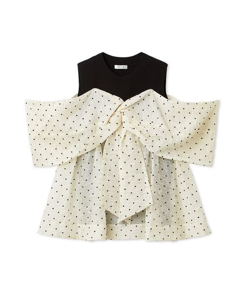 FRAY I.D（フレイアイディー）の「ニットコンビペプラムトップス（ニット/セーター・レディース・ライトブルー/ドット/ホワイト・F）」の10枚目の写真