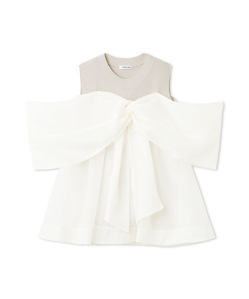 FRAY I.D（フレイアイディー）の「ニットコンビペプラムトップス（ニット/セーター・レディース・ライトブルー/ドット/ホワイト・F）」の9枚目の写真