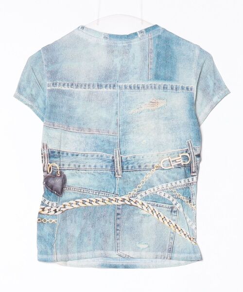 Guess（ゲス）の「Short Sleeves Denim Sub R5 Tee Tシャツ（Tシャツ/カットソー・レディース・ネイビー・MEDIUM/SMALL/X-SMALL）」の7枚目の写真