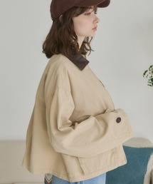 ANGIE | レザーカラー ショート丈 ワークブルゾン(ブルゾン)