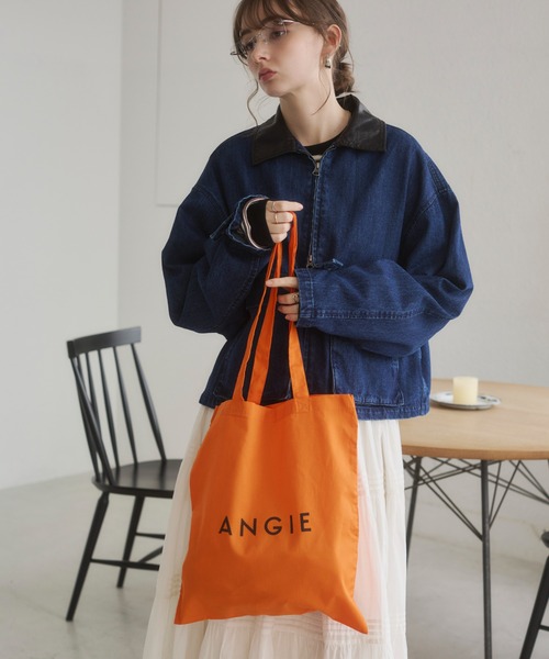 ANGIE(アンジー)の「レザーカラー ショート丈 ワークブルゾン(ブルゾン・レディース・ブルー/ベージュ/ネイビー・FREE)」の5枚目の写真