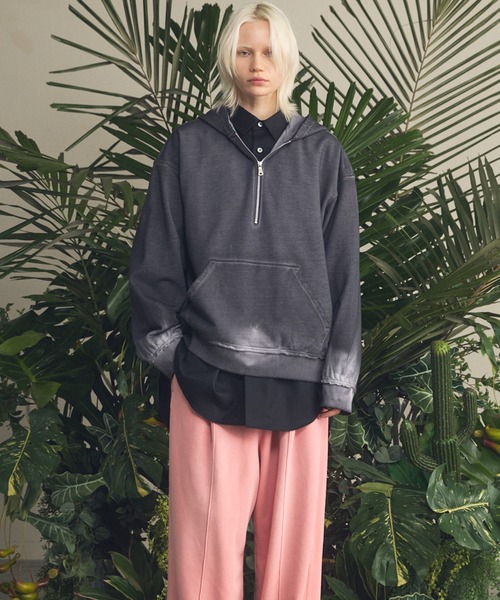 値下げ！メゾンスペシャル UNISEX》Deep Front Neck Prime-Over Half-zip Hoodie/ディープ