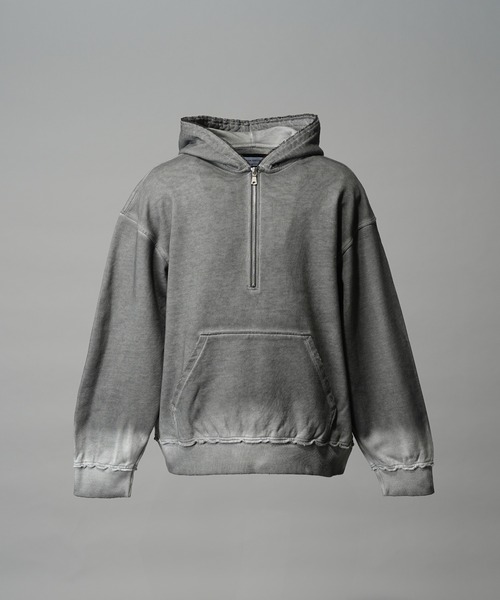 UNISEX》Deep Front Neck Prime-Over Half-zip Hoodie/ディープ