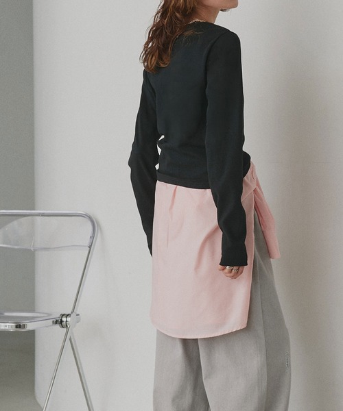 ad thie(アドティエ)の「ネックレース リボンデザイン リブトップス(Tシャツ/カットソー・レディース・ブラウン/ベージュ系/ブラック/オフホワイト・MEDIUM/LARGE)」の14枚目の写真