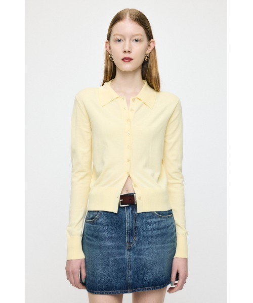 MOUSSY(マウジー)の「HIGH GAUGE ニットシャツ(ニット/セーター・レディース・ネイビー/オフホワイト/ライトイエロー/杢グレー・FREE)」の5枚目の写真