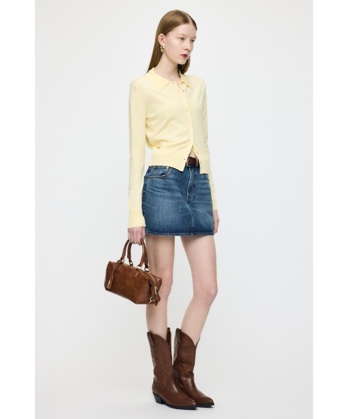 MOUSSY(マウジー)の「HIGH GAUGE ニットシャツ(ニット/セーター・レディース・ネイビー/オフホワイト/ライトイエロー/杢グレー・FREE)」の6枚目の写真