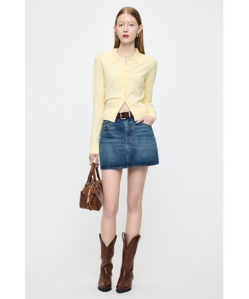 MOUSSY(マウジー)の「HIGH GAUGE ニットシャツ(ニット/セーター・レディース・ネイビー/オフホワイト/ライトイエロー/杢グレー・FREE)」の7枚目の写真