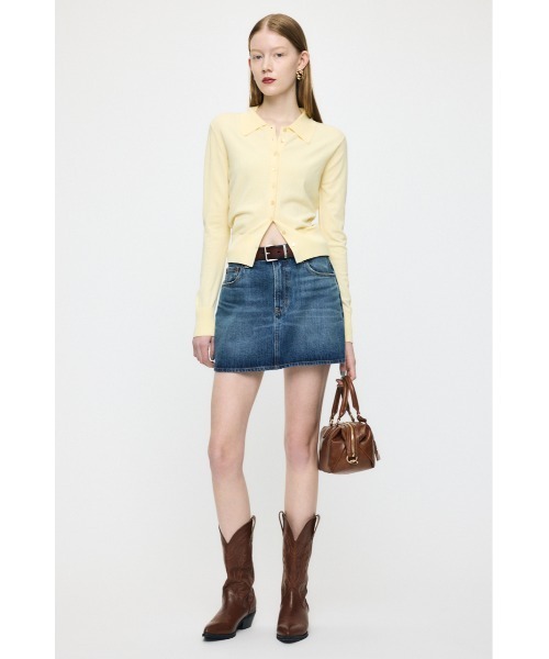 MOUSSY(マウジー)の「HIGH GAUGE ニットシャツ(ニット/セーター・レディース・ネイビー/オフホワイト/ライトイエロー/杢グレー・FREE)」の8枚目の写真