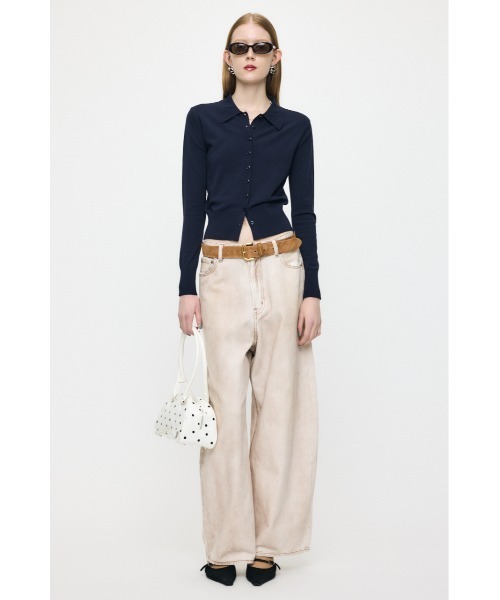 MOUSSY(マウジー)の「HIGH GAUGE ニットシャツ(ニット/セーター・レディース・ネイビー/オフホワイト/ライトイエロー/杢グレー・FREE)」の13枚目の写真
