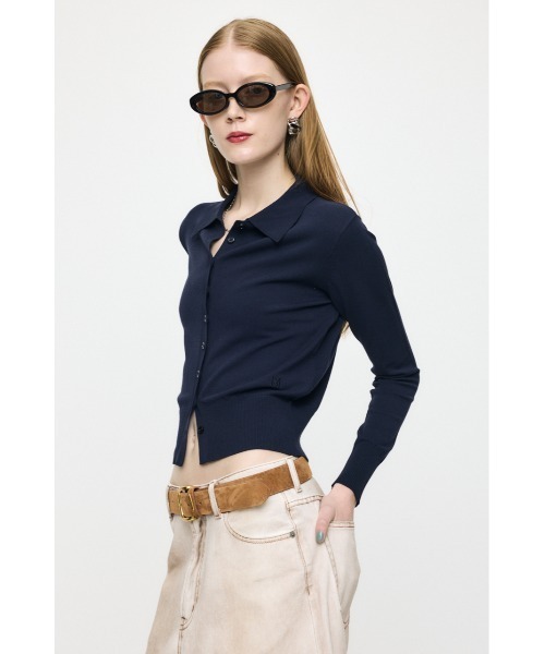 MOUSSY(マウジー)の「HIGH GAUGE ニットシャツ(ニット/セーター・レディース・ネイビー/オフホワイト/ライトイエロー/杢グレー・FREE)」の15枚目の写真