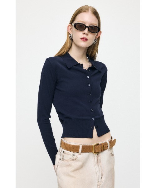 MOUSSY(マウジー)の「HIGH GAUGE ニットシャツ(ニット/セーター・レディース・ネイビー/オフホワイト/ライトイエロー/杢グレー・FREE)」の16枚目の写真