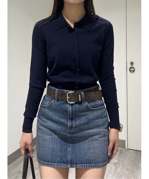 MOUSSY(マウジー)の「HIGH GAUGE ニットシャツ(ニット/セーター・レディース・ネイビー/オフホワイト/ライトイエロー/杢グレー・FREE)」の21枚目の写真