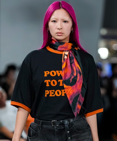 MSML（エムエスエムエル）の「POWER TO THE PEOPLE RINGER T SHIRT（Tシャツ/カットソー・メンズ・ホワイト/ブラック・M/L/XL）」の4枚目の写真